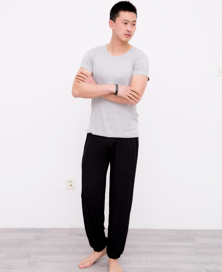 枫岚情瑜伽裤男男士裤子莫代尔家居裤长裤加肥加大码灯笼太极休闲睡裤