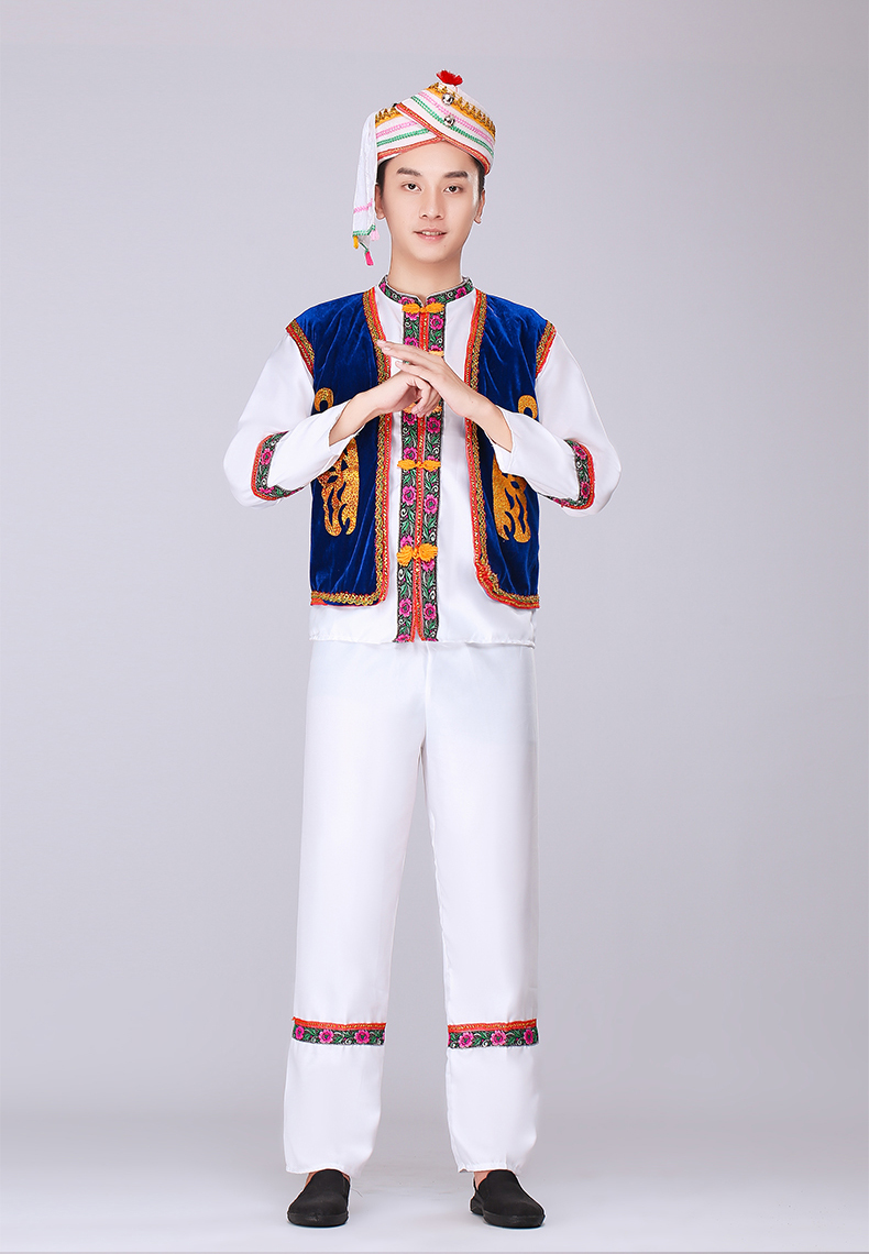 白族表演服男女款云南大理少数民族服饰金花成人舞台装 白色女款 m