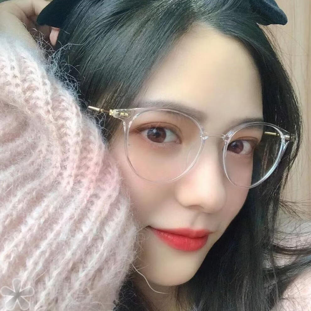 纯欲氛围感腮红眼镜 网红欲氛围感腮红眼镜女韩版潮圆脸素颜神器眼镜
