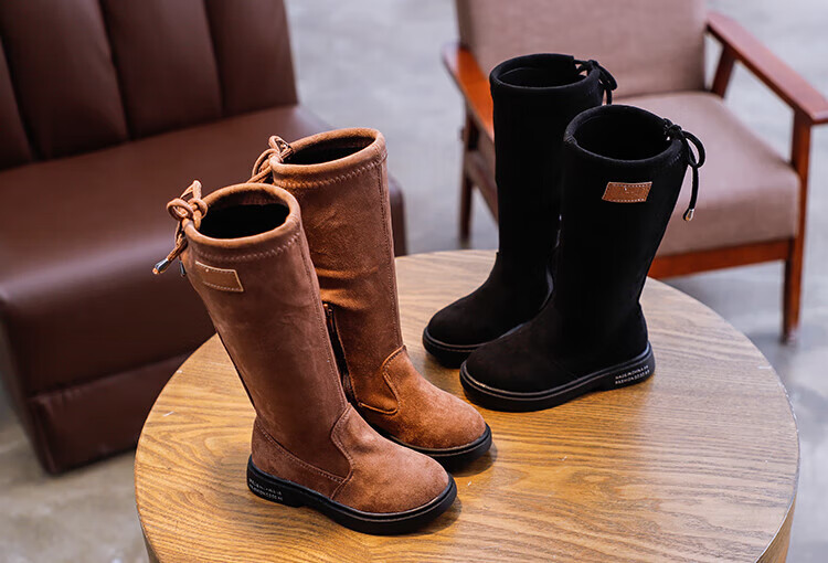 小学生靴子女孩长筒靴子儿童高筒靴女过膝童靴马丁靴秋冬季中大童公主