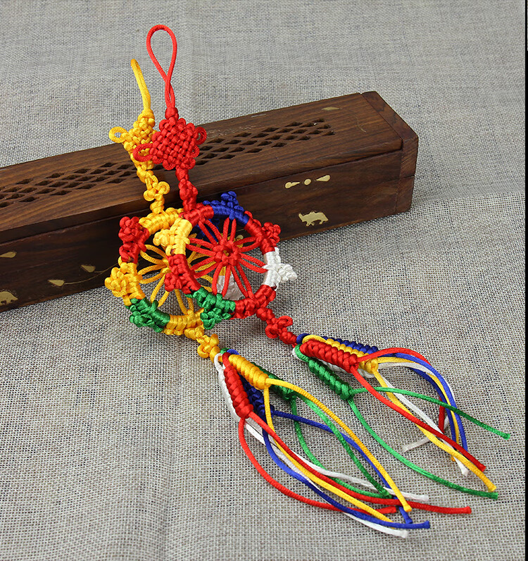 车挂金刚结挂件手工编织藏式车挂包挂中国结如意吉祥钥匙链小方不带结