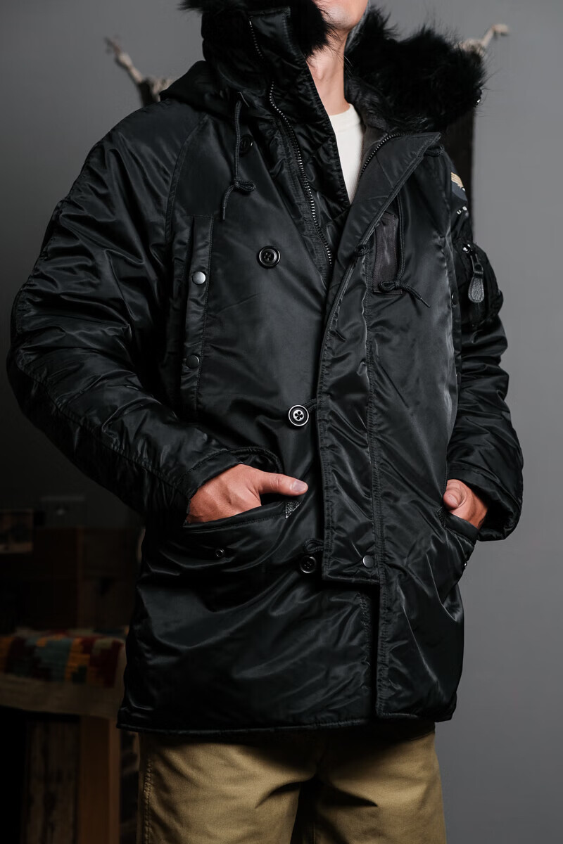 标准版本n3b 棉服棉衣美式军旅飞行大衣保暖抗寒毛领n-3b防水防风 灰