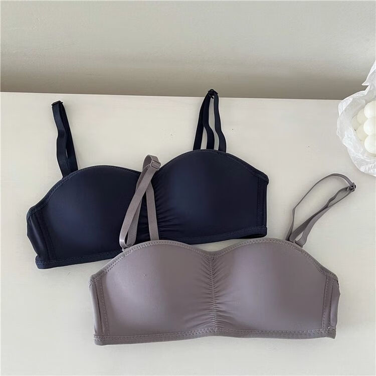 新品内衣低胸罩半杯上托薄款内衣女夏季无肩带可拆卸隐形学生韩版高中