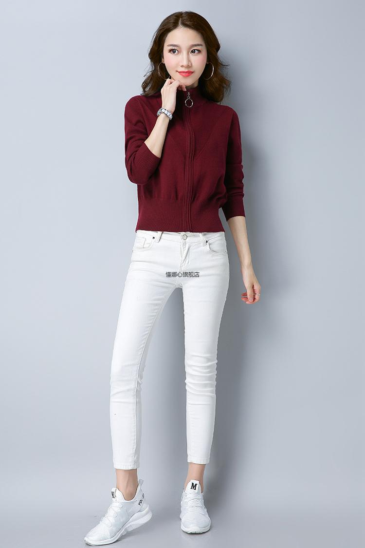 开胸羊毛衫女开身开衫毛衣外套短款2019新款韩版宽松拉链棒球服针织衫