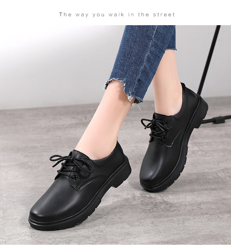 工作鞋女久站不累脚百搭软底职业工装英伦风女鞋子正装小皮鞋夏季760