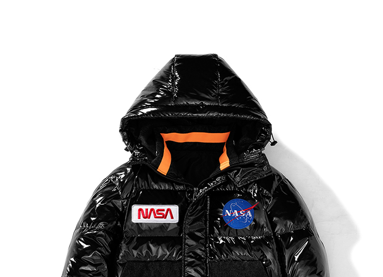 nasasup官网联名2022冬季新款宇航员外套潮流亮面羽绒服男d619黑色m