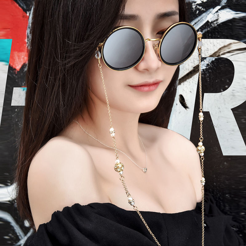 眼镜链条挂脖女简约时尚复古太阳眼睛挂绳网红潮墨镜链子黄金瞳彩色
