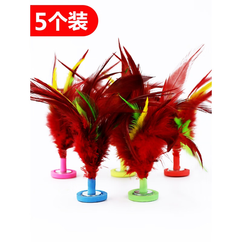 兔 花毽子鸡鹅毛学生比赛毽子耐踢毽球羽毛键子牛筋底鸡毛毽子沙包 (2