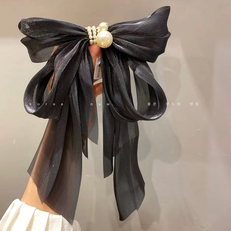 蝴蝶结头饰发夹韩国新款好看发饰飘逸头花后脑勺顶夹仙女发卡弹簧夹