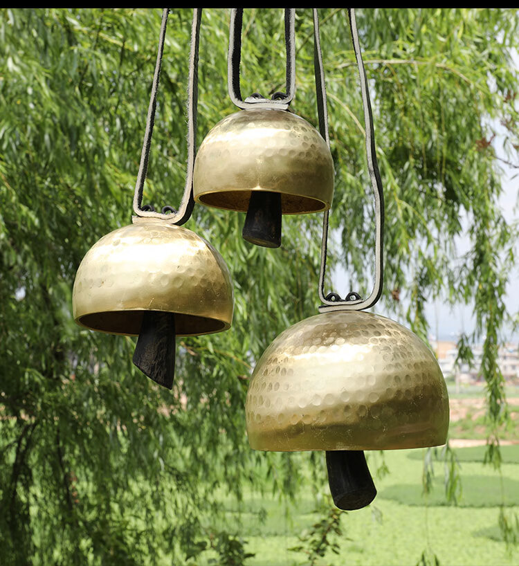 冥想风铃云南纯手工黄铜驼铃丽江纯铜铃铛茶马古道铜风铃门挂饰冥想