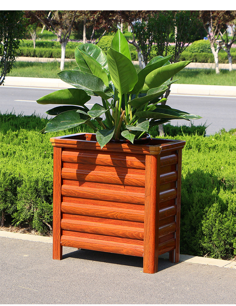 铝合金花箱组合户外庭院木栅栏护栏围栏室外花坛长方形花槽定制黄檀木