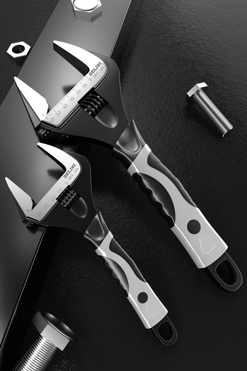 活动扳手工具多功能万用开口板子活口卫浴板手短柄扳手加强型8寸200mm