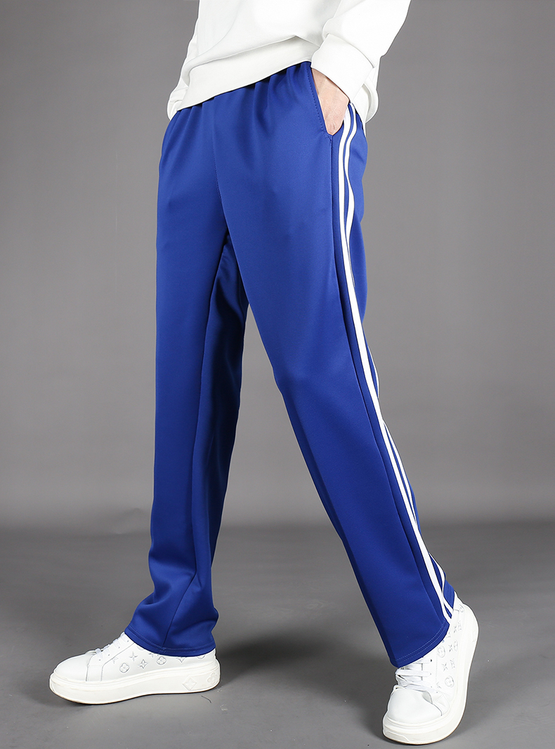 裤子两道杠一条杠小学生初中男女儿童宽松夏秋运动校服裤纯宝蓝色xxs