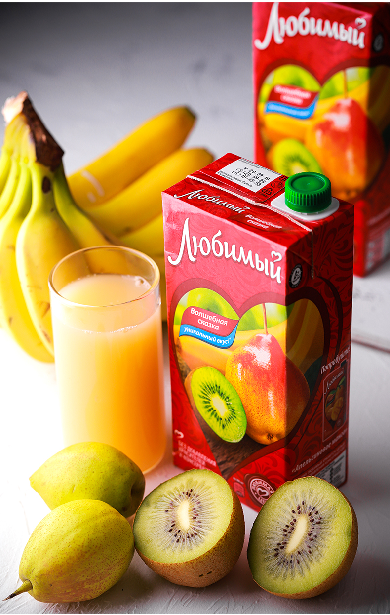 俄罗斯进口食品柳缤梅果汁蜜桃香蕉梨菠萝百香果混合口味风味饮料混合