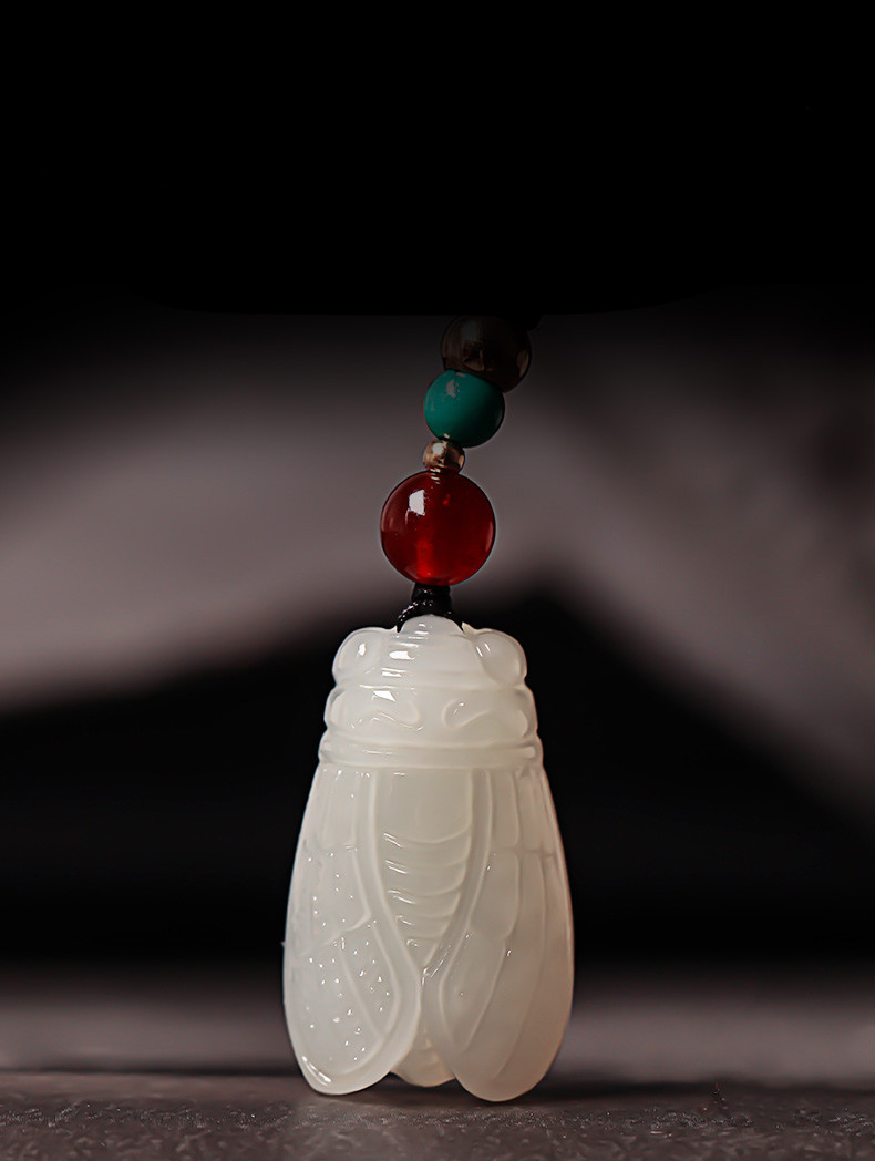 玉蝉吊坠和田玉知了吊坠一鸣惊人金榜题名玉坠白玉蝉挂件玉佩男女款