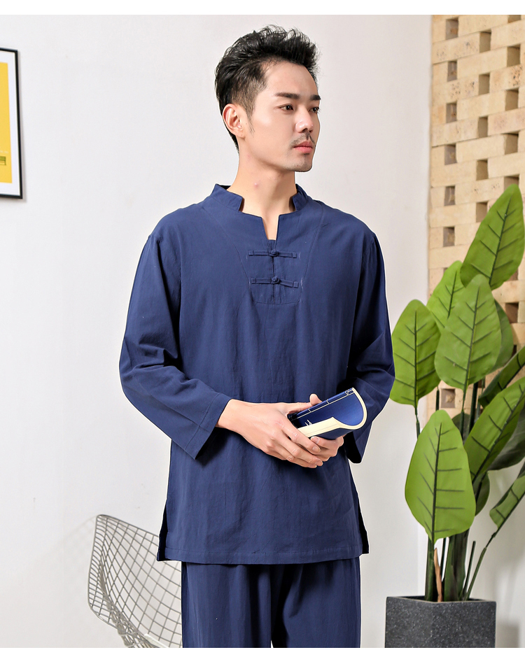 武极堂同款太极服套装棉麻瑜伽服太极打坐宽松中国风男装茶服居士服