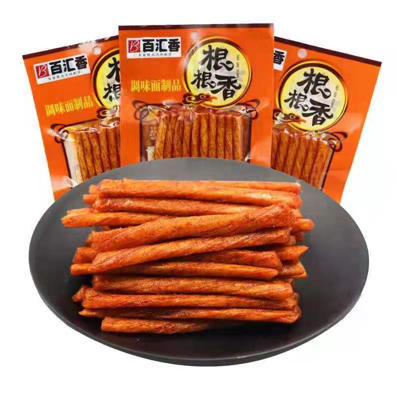 晨臻 根根香辣条辣棒素牛筋麻辣素牛肉面筋休闲怀旧儿童校园美食 根根
