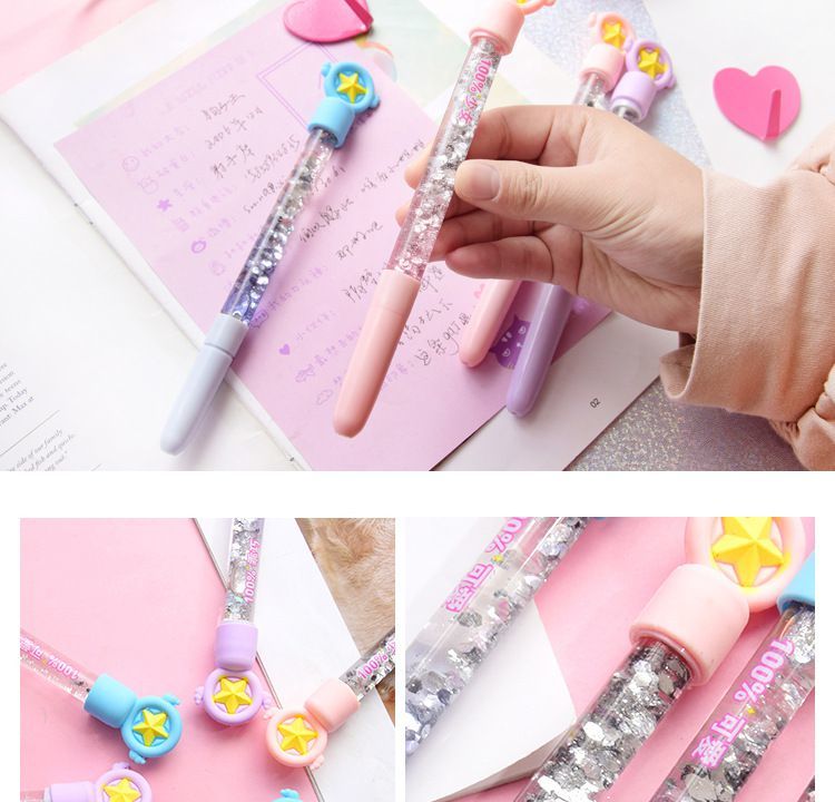好物推荐正霖闪光流沙笔网红卡通小仙女可爱超萌水笔中性笔少女心学生
