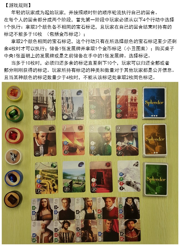 璀璨宝石桌游卡牌splendor成人多人休闲家庭桌游策略游戏璀璨宝石基础