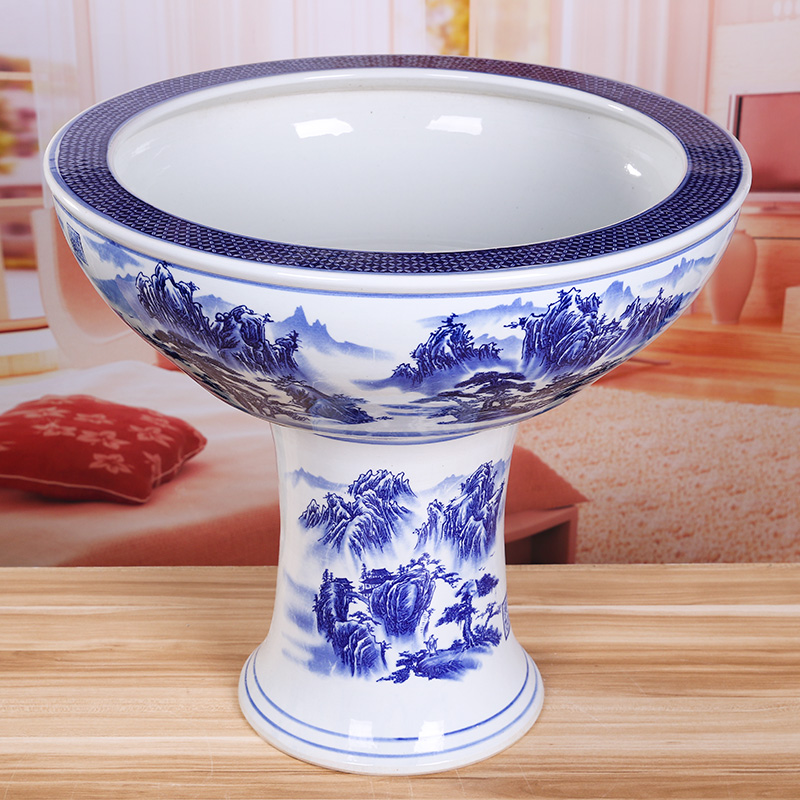 墨绩 鱼缸底架 底柜 陶瓷鱼缸景德镇瓷底座创意金鱼缸高脚水浅乌龟缸