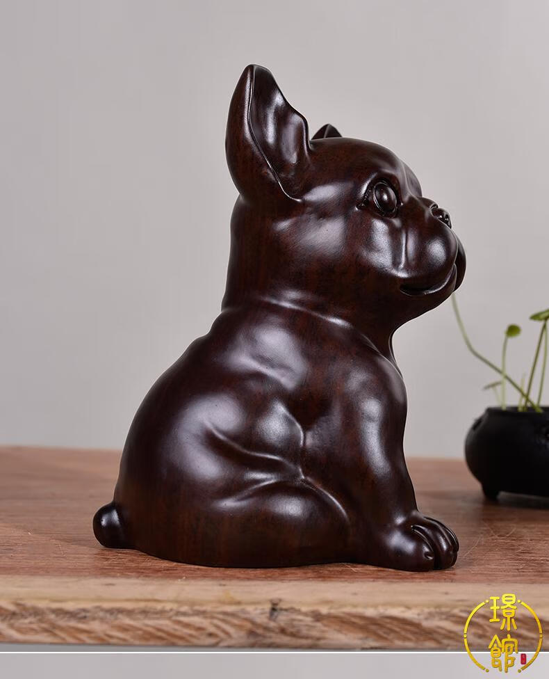 璟馆软装饰品新房创意木雕狗摆件时尚十二生肖大厅狗家居客厅电视柜