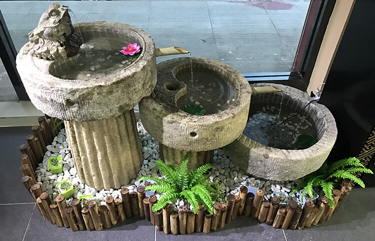 俊阳老石槽鱼缸流水组合景观摆件庭院阳台旧石器装饰猪槽户外石头水缸