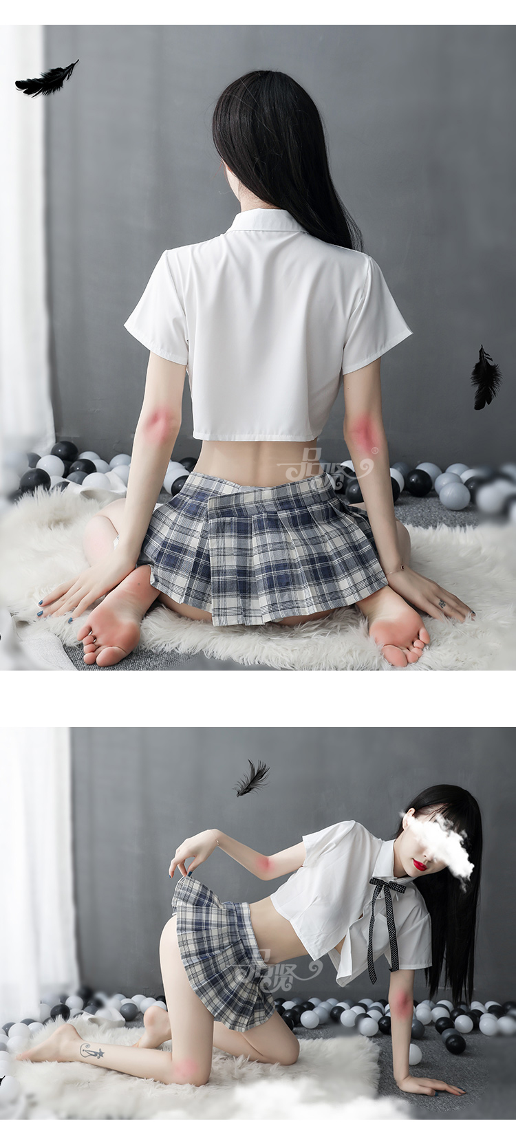 性感jk制服温柔百褶裙sm短裙透明白衬衣秘书制服套女温柔一jk装