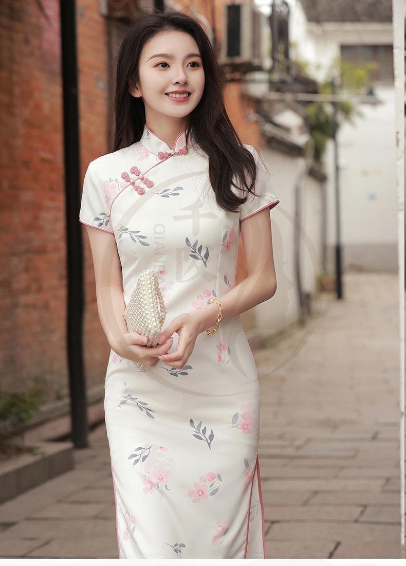 风改良版旗袍裙气质连衣裙显瘦遮肉女晚礼服717香槟q夏季款夏季薄款