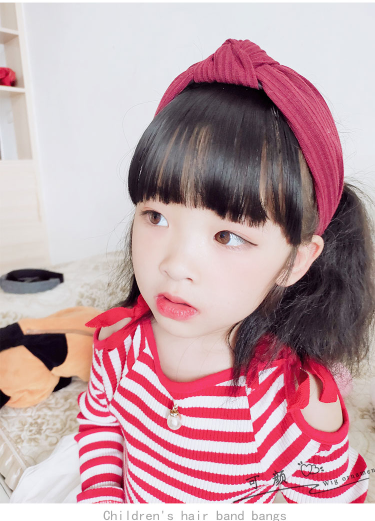 儿童发箍空气刘海假发女学生圆脸可爱韩版可爱带刘海齐女孩假发片橦华