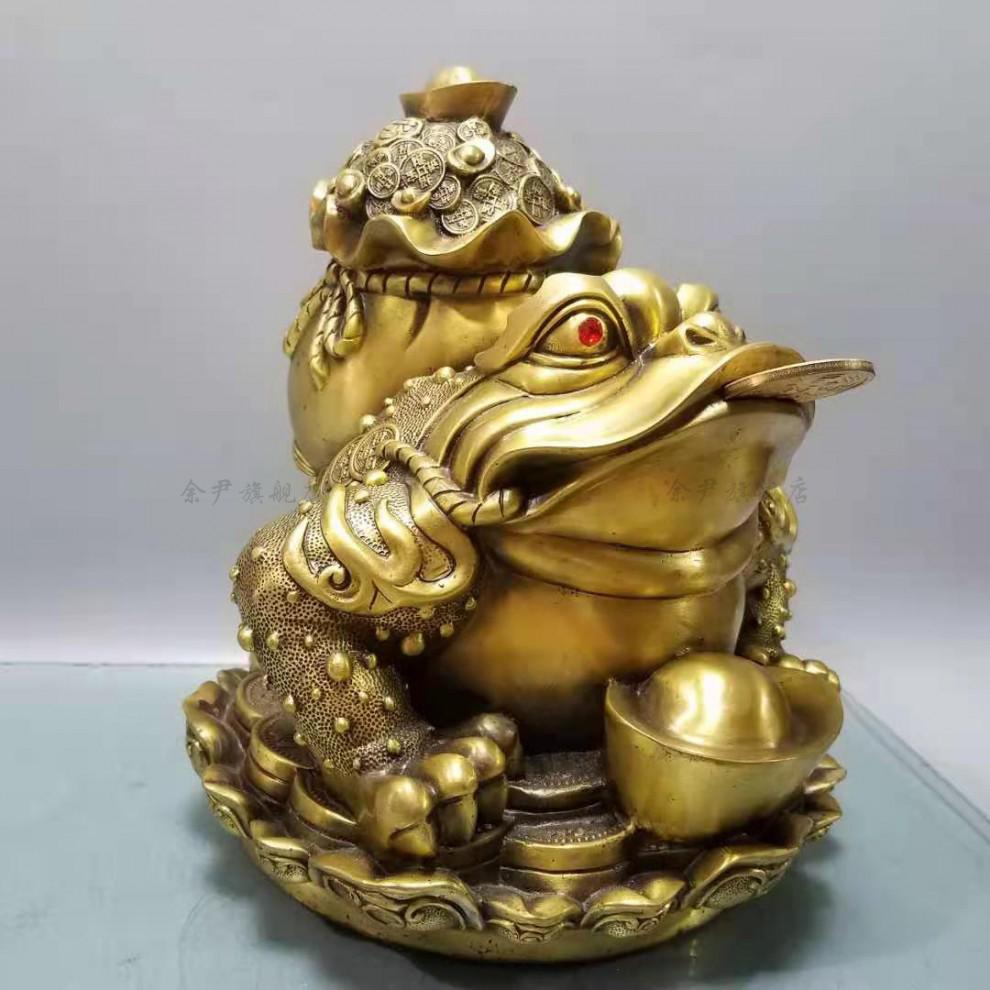 元宝三足蟾蜍纯铜金蟾摆件元宝蟾三足金蟾八卦蟾四方纳财蟾蜍开业礼品