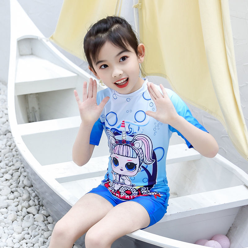 小孩游泳衣儿童子中小童女童连体泳装小女孩学生卡通可爱3-5-7-10岁