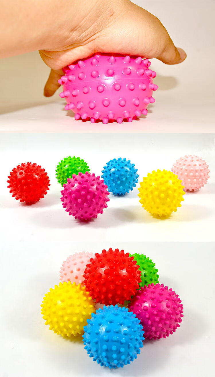 伊诺特3寸软按摩球 婴幼儿园塑胶小皮球宝宝触觉感统儿童手抓刺球 一