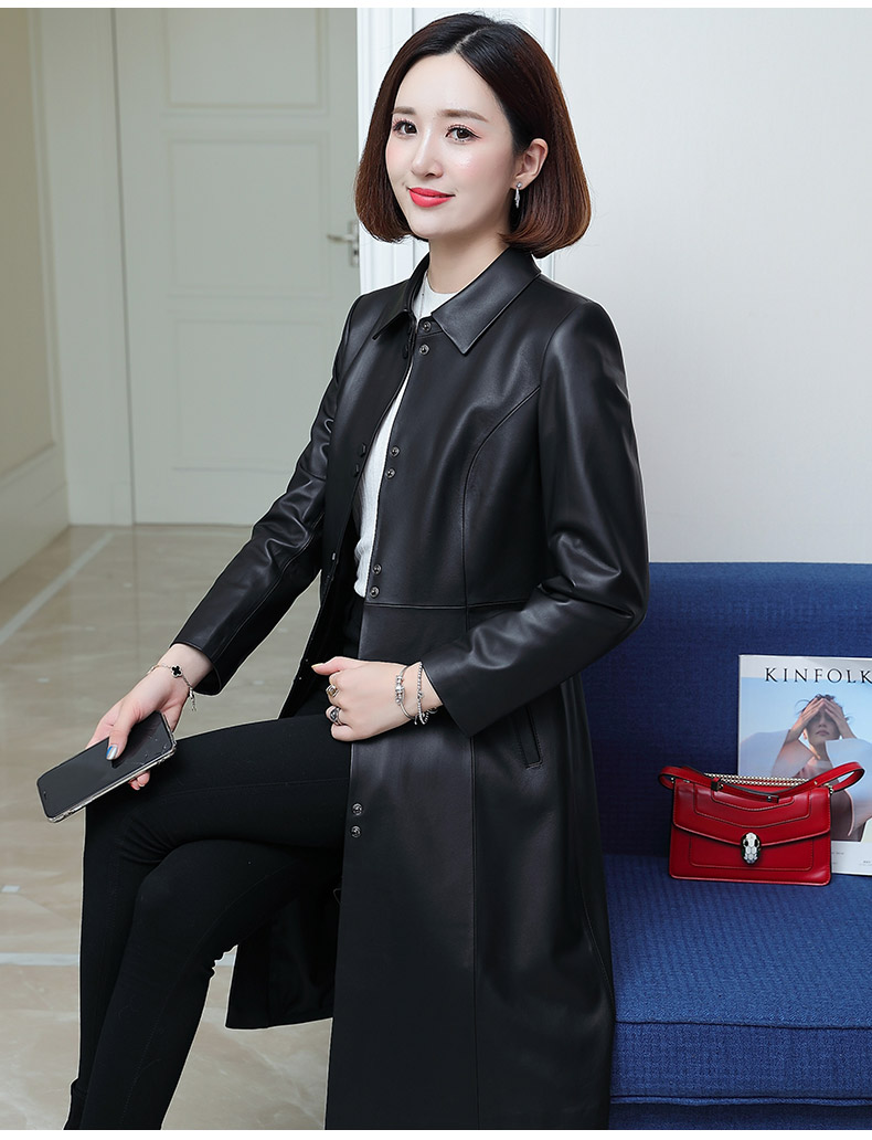 依秀兰婷海宁真皮绵羊皮皮衣中长款单皮外套大衣中年女士方领时尚百搭