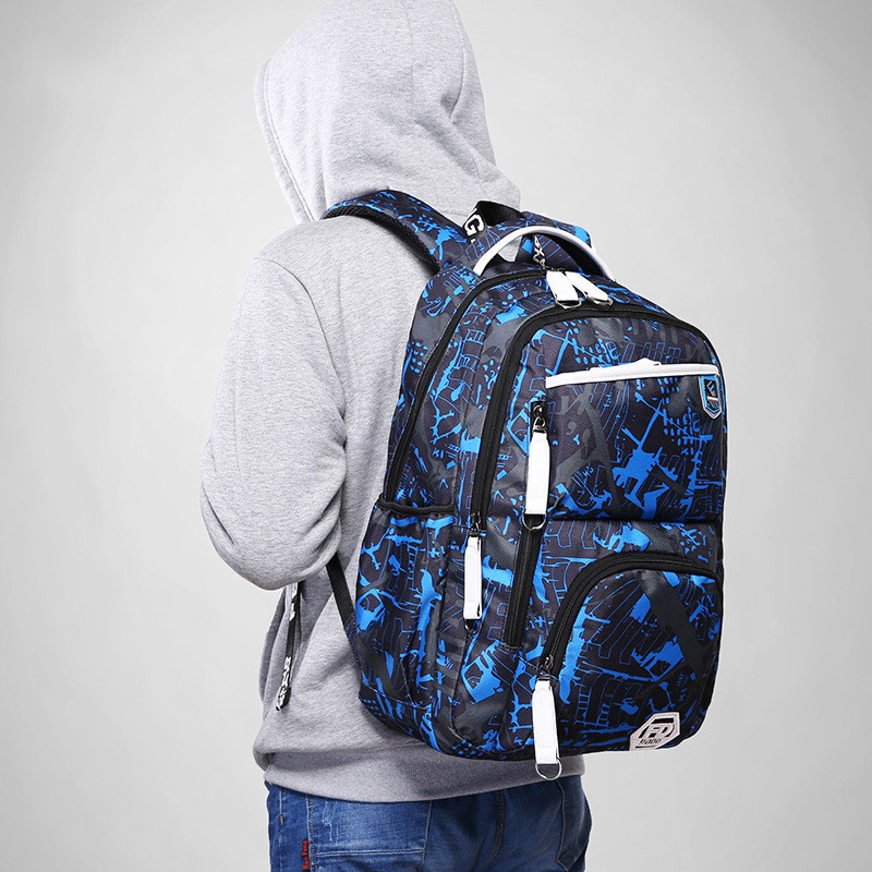 克罗迪亚男士双肩包潮流男多功能电脑包大容量小学初中生学生书包双肩