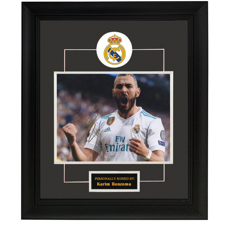 收藏本泽马马德里亲笔签名照片裱框含sa证书