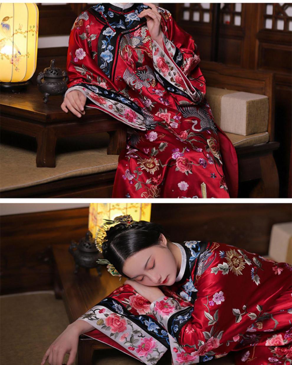 晚清女装2021春夏新款复刻晚清红色盘扣大襟高端仿绣花改良氅衣旗袍