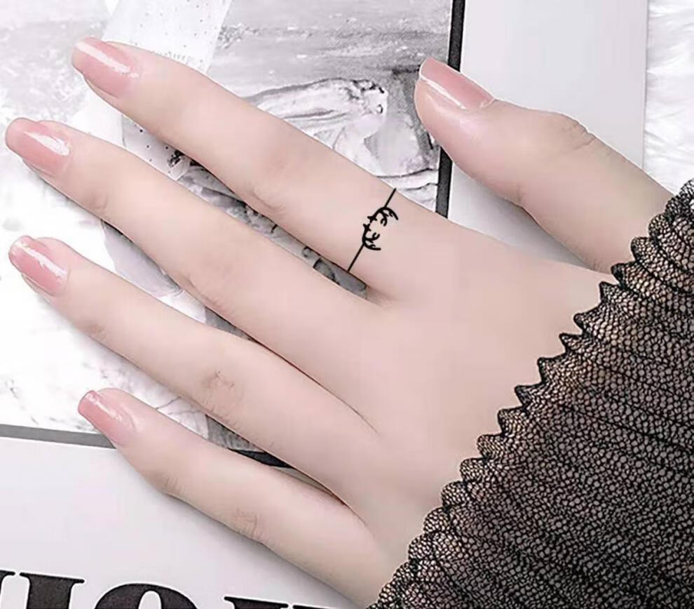 手指纹身贴手指贴纹身贴防水女持久仿真清理小清新英文字母小图案 (sz