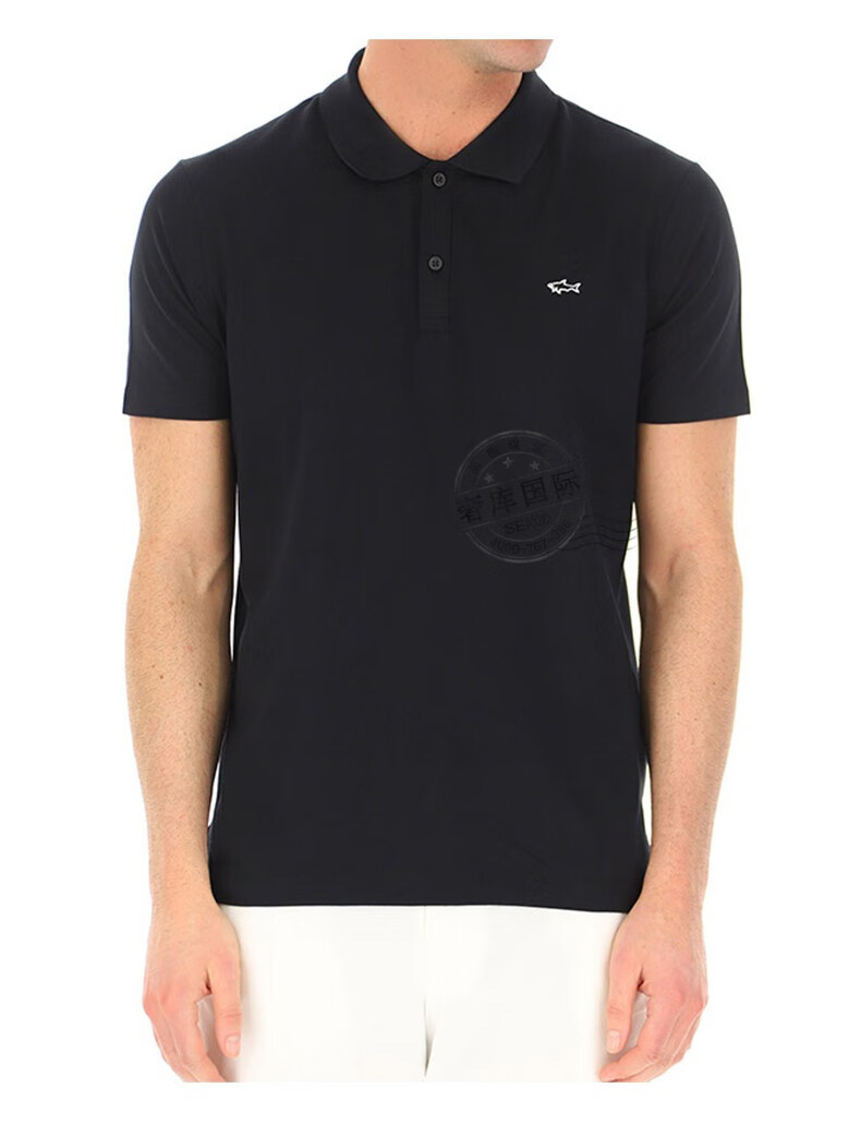 paulshark保罗鲨鱼t恤男士logo图案翻领短袖polo衫白色c0p1013010m