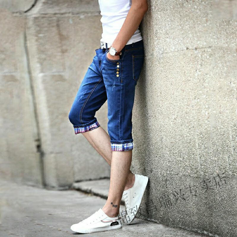 森马旗下棉致特价捡漏国潮牛仔裤夏季薄款七分牛仔裤男士直筒中裤修身