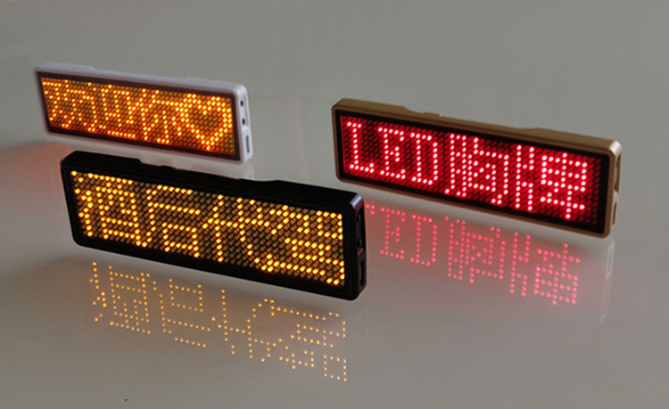 led胸牌定制蓝牙电子工号牌ktv酒吧发光胸卡充电滚动代驾工牌定做红色