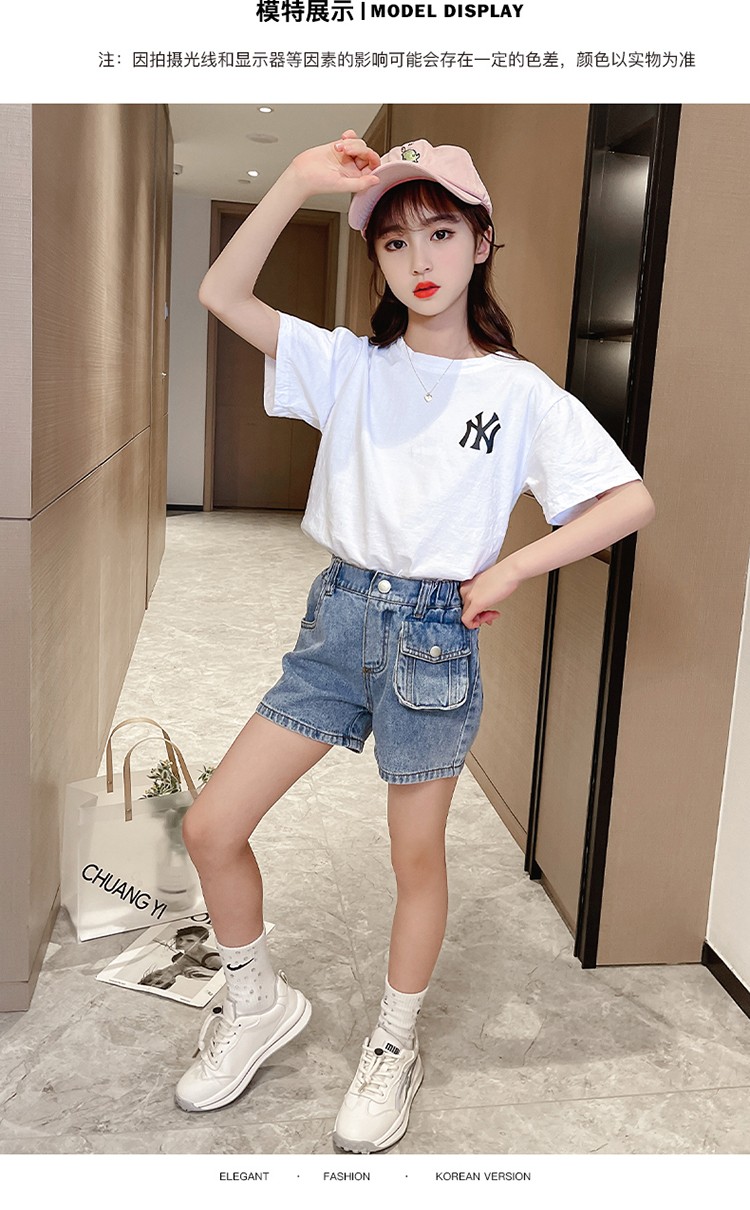 芭梵鼠品牌童装女童牛仔超短裤热裤夏装中大童6-16岁女孩夏季裤子时尚