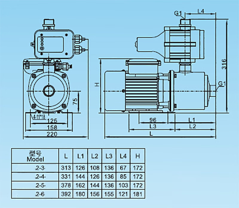 凌霄家用220v不锈钢静音增压泵多级离心全自动别墅酒店专用自动泵蓝色