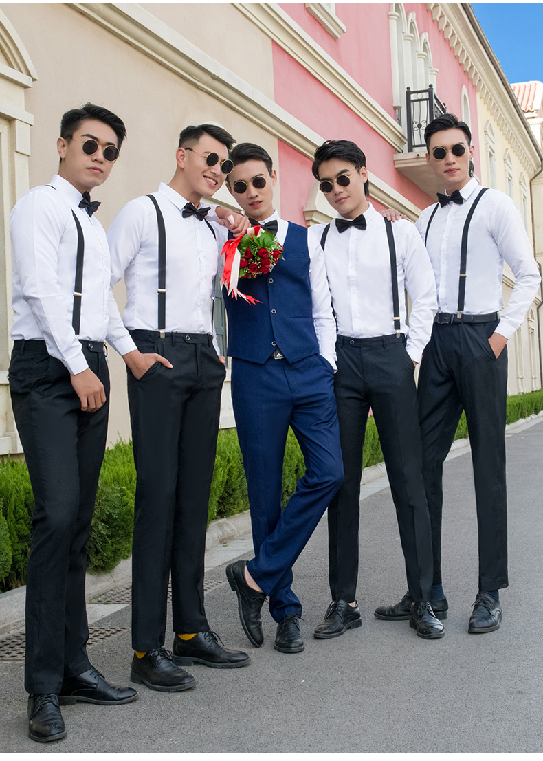 允鹿伴郎服西式兄弟装四季男士衬衫马甲三件套礼服结婚西装团服套装
