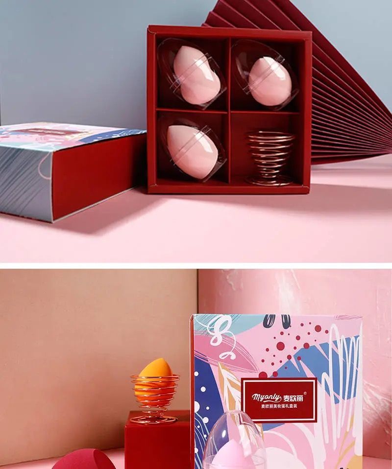 精品直发超软美妆蛋干湿两用礼盒装不吃粉气垫化妆粉扑葫芦水滴斜切