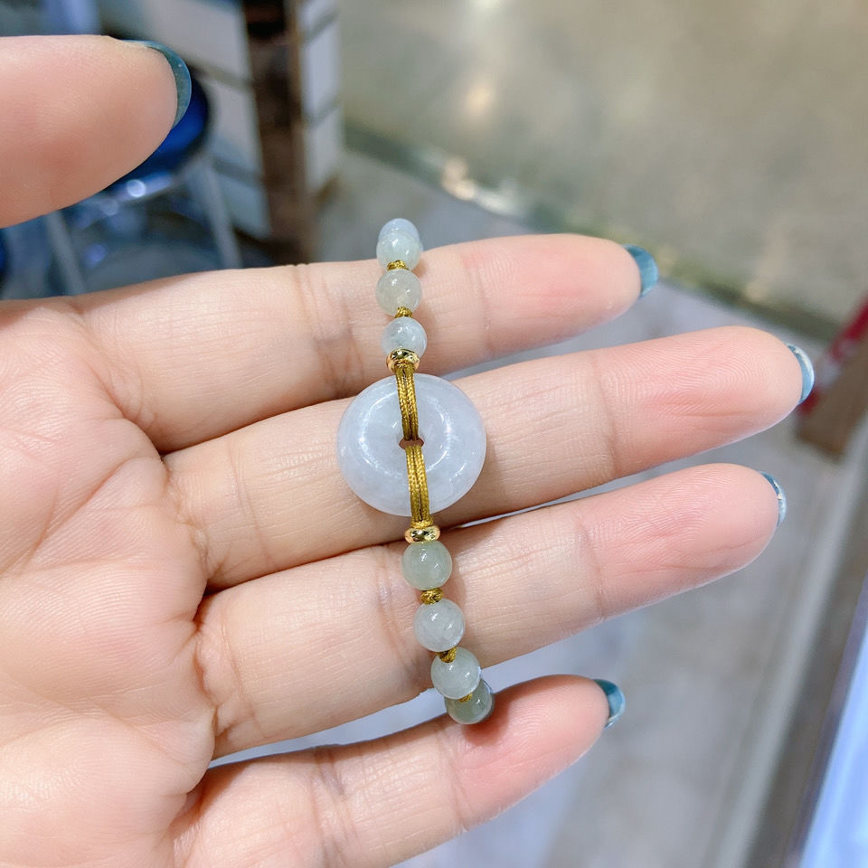 高瑞品质天然翡翠编织手牌平安扣手绳牡丹花玫瑰花可是编织手牌送亲朋