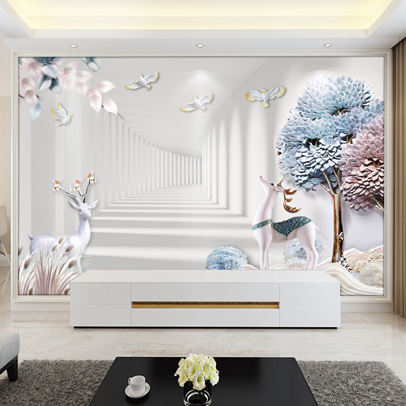 8d电视背景墙壁纸现代简约延伸客厅壁画16d立体影视墙布大气 s9 仅