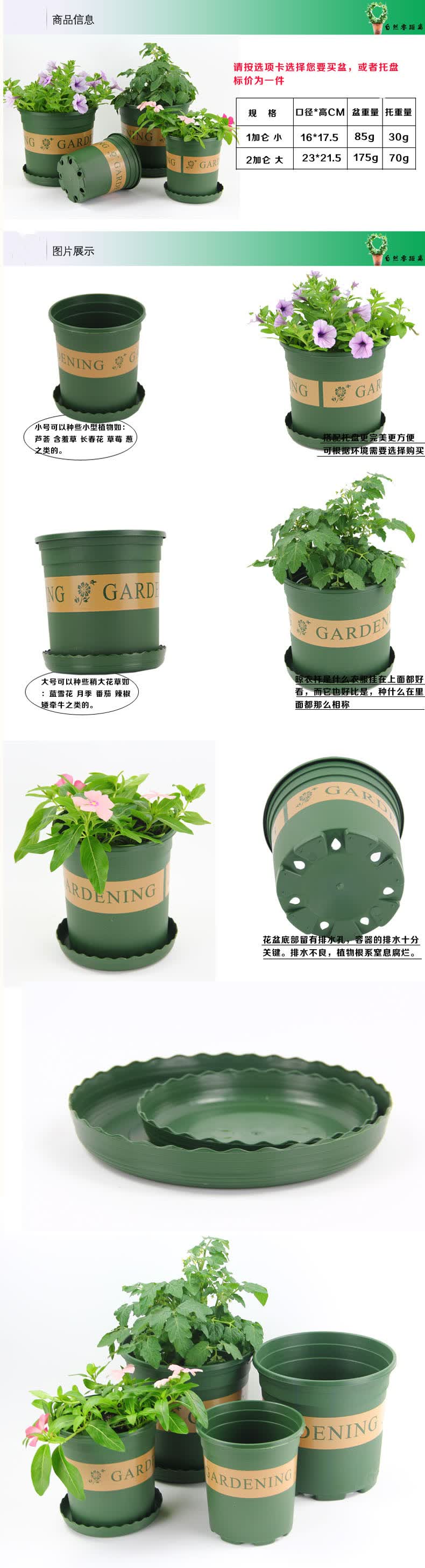 加仑盆塑料花盆全新材质环保型花盆阳台植物花盆月季花盆塑料虎雀b绿1