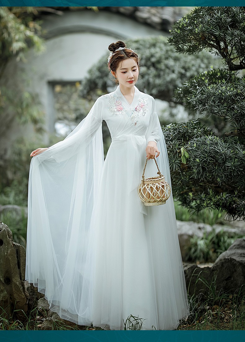 网红抖音电视剧同款 【西江月】汉服女白色广袖流仙裙飘逸古装仙气