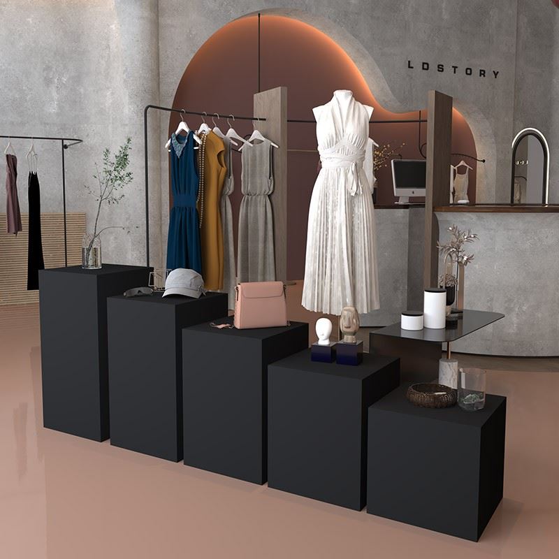 拙治黑色烤漆展示台定制服装店展示架工艺品立柱道具展厅活动展览