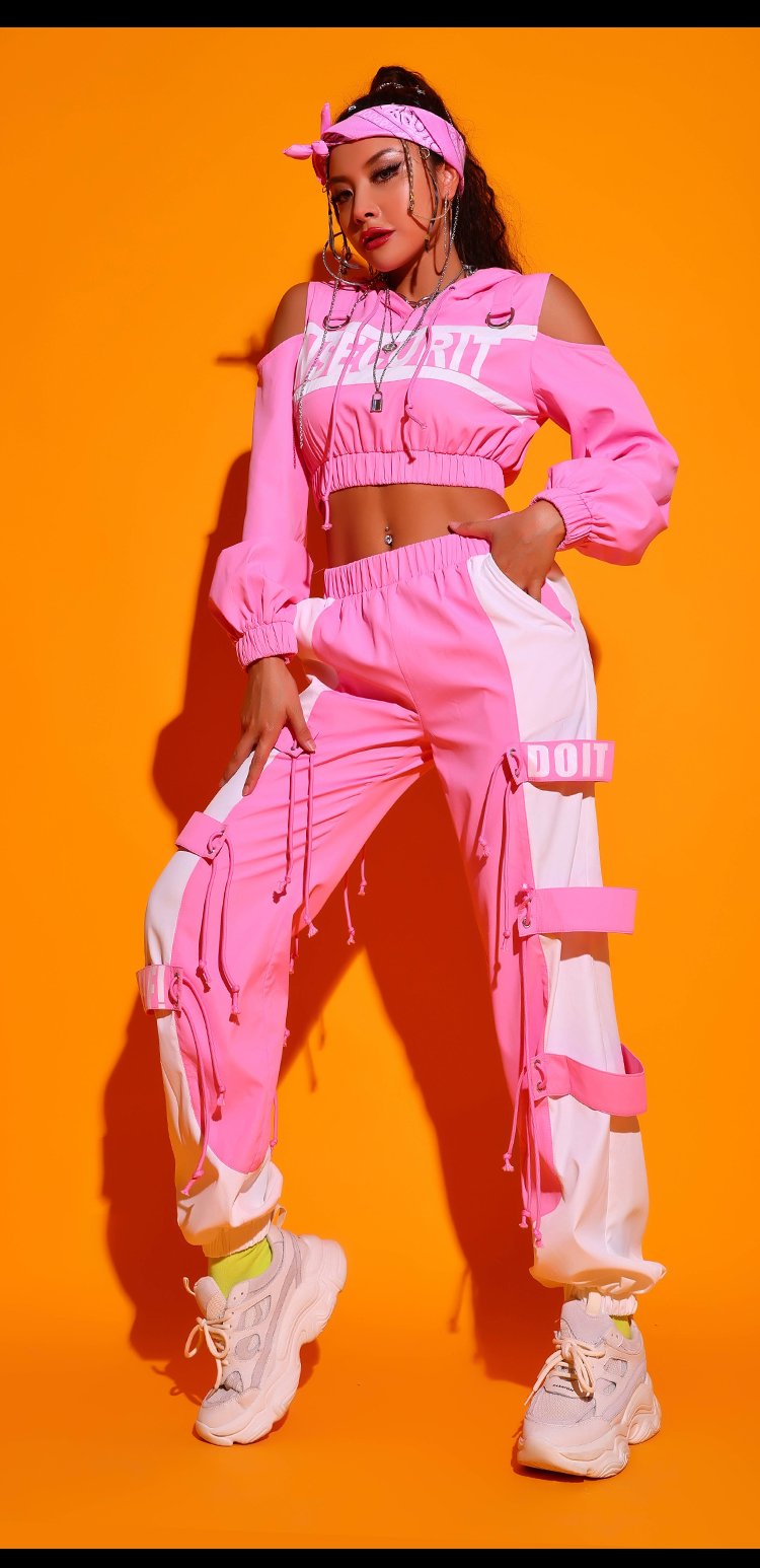 tpjg【官方】韩舞女团演出服套装粉色打歌服嘻哈街舞服装爵士舞蹈